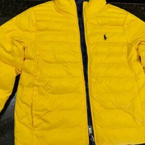 Polo Ralph Lauren Boys Reversible Puffer Jacket Navy Blue Yellow Size S (8)